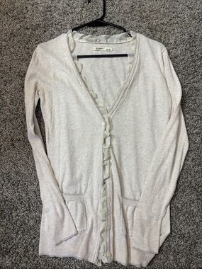 Old Navy Cream Ruffle-Trim Cardigan Sweater